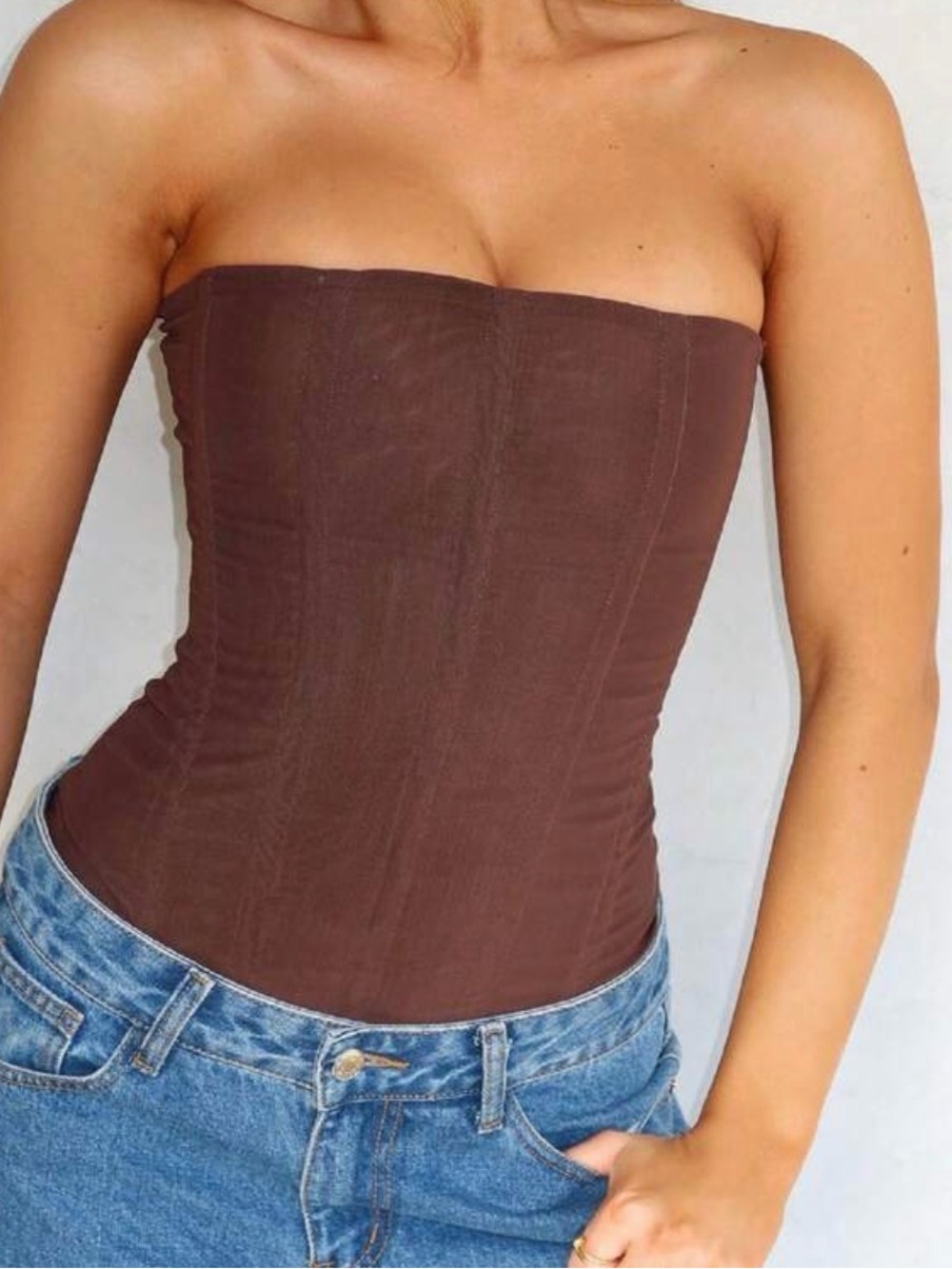 Strapless Brown Corset Top